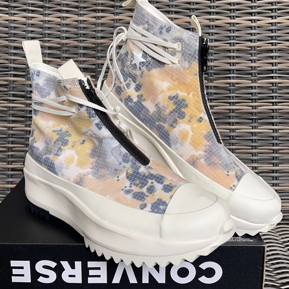 Converse Chuck Taylor All Star Run Star Hi Egret/White/Black Mens Washed Florals - Picture 5 of 16